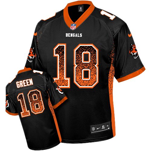 Men's Elite A.J. Green Nike Jersey Black - #18 Drift Fashion NFL Cincinnati Bengals